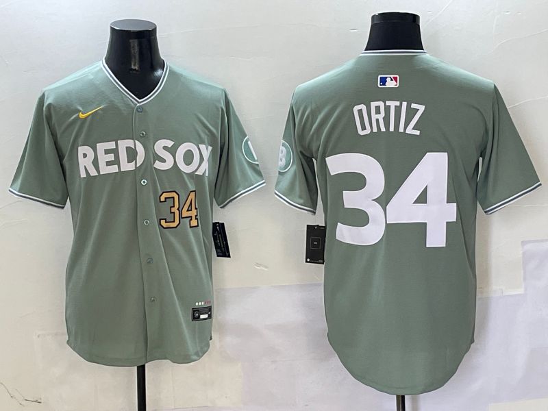 Men Boston Red Sox #34 Ortiz Green Joint Name Game Nike 2025 MLB Jersey style 2->boston red sox->MLB Jersey
